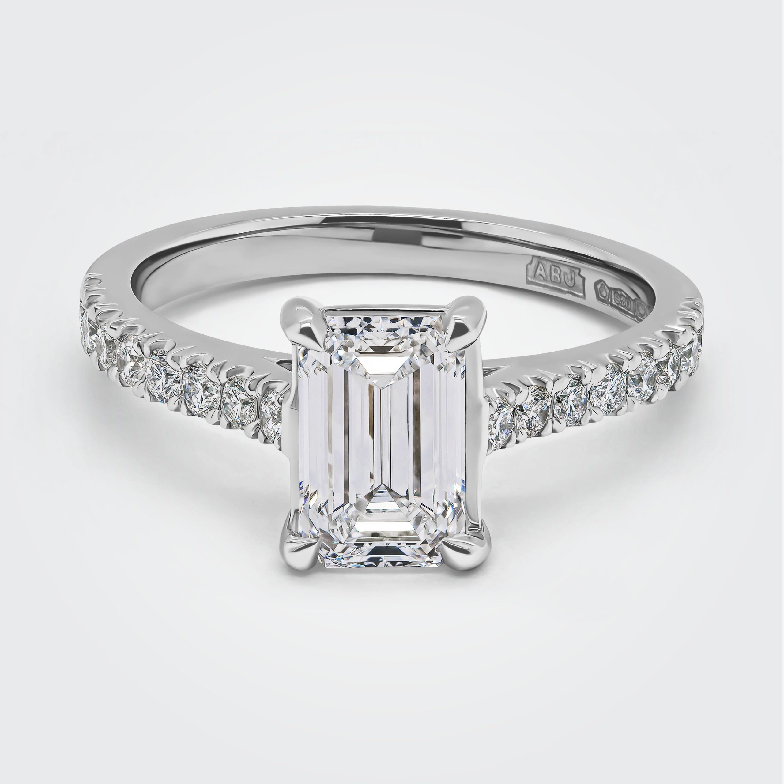 Adina Emerald Cut Diamond Microset Shoulder Engagement Ring