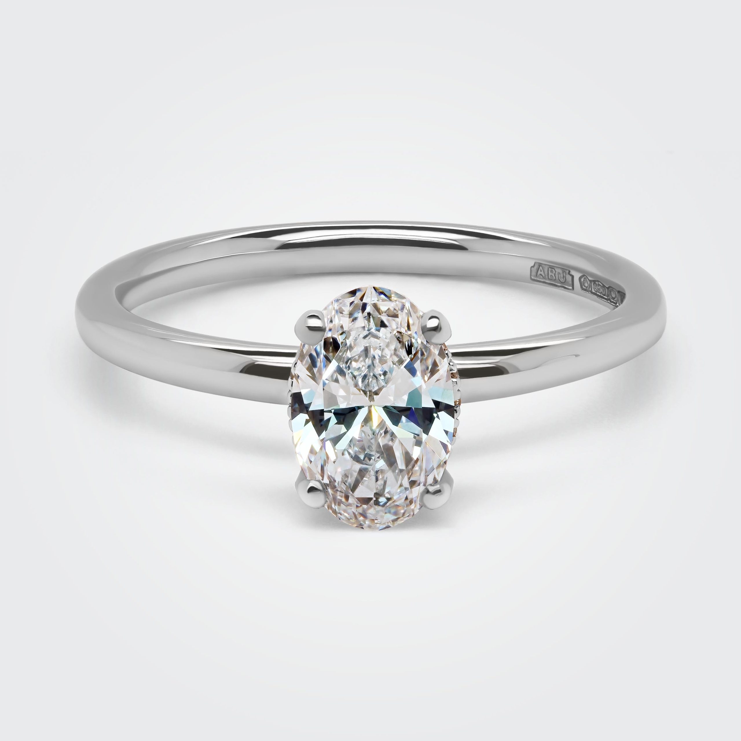 Lea Oval Cut Diamond Hidden Halo Engagement Ring