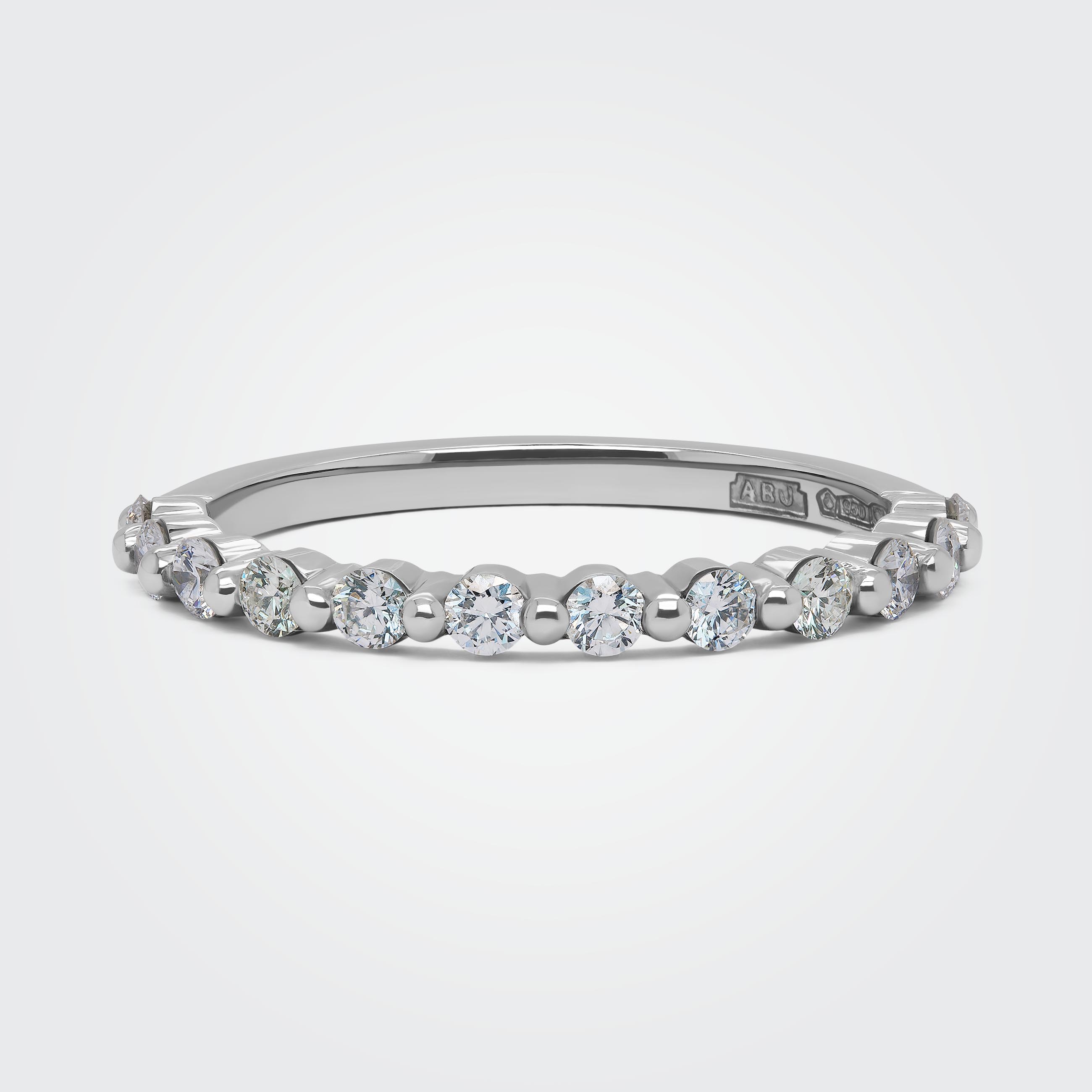 Lisette Round Brilliant Diamond Shared Claw Platinum Wedding Band
