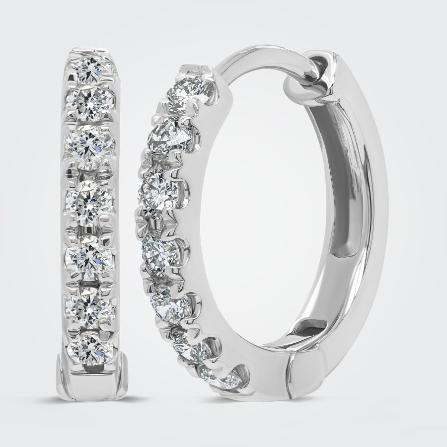 0.26ct Emma Brilliant Round Diamonds Microset 18ct White Gold Huggy Earrings