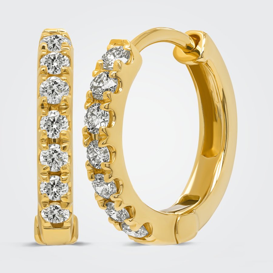 0.26ct Emma Brilliant Round Diamonds Microset 18ct Yellow Gold Huggy Earrings